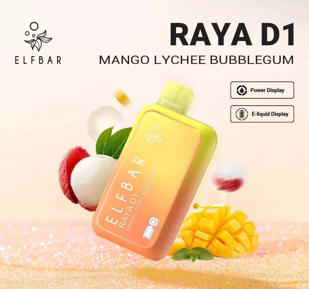 ELF BAR RAYA D1 – Mango Lychee Bubblegum - Vape Shop Vijayawada